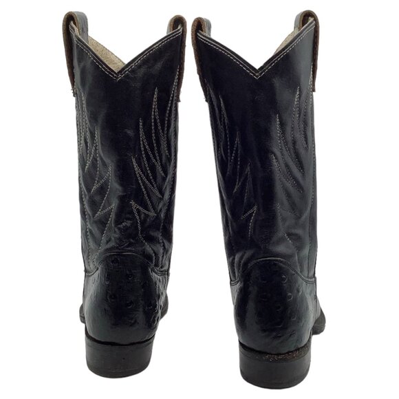 Vintage RALEIGH Kids Sz 1 Ostrich Leather Cowboy Boots Embroidered Wing 4156 VTG - Picture 6 of 12